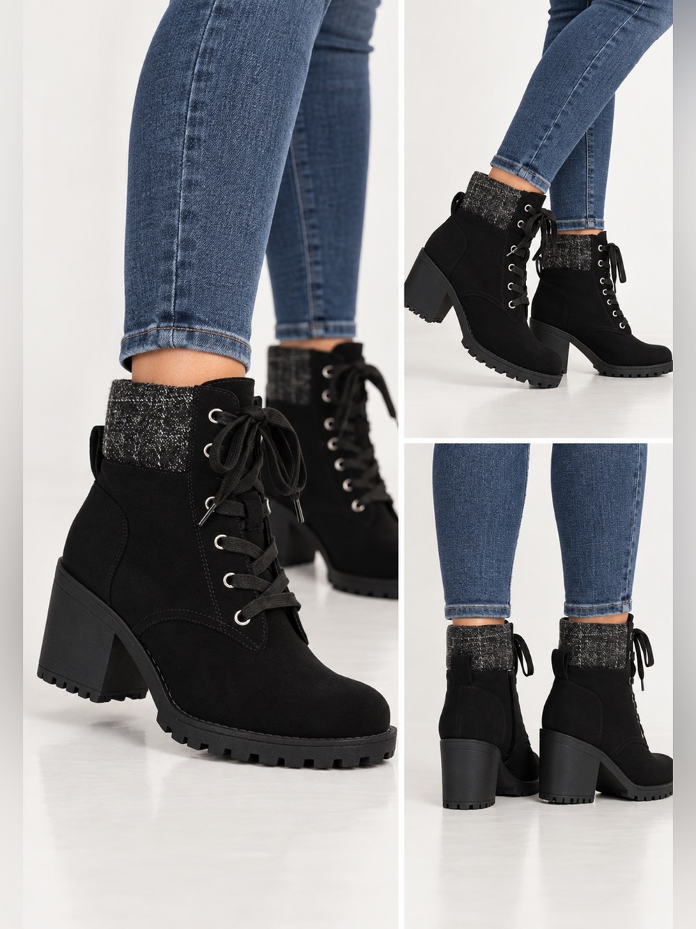 Sun & Stone Boots Romina Zipper Combat & Lace-up Boots Black 9.5 NEW #K603